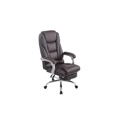 DELUKE® Bürostuhl MIAMI - 118x68x64, Braun | Kunstleder | Metall in Chromoptik Gestell | ergonomische Bürostühle Homeoffice Stuhl mit Rollen Image