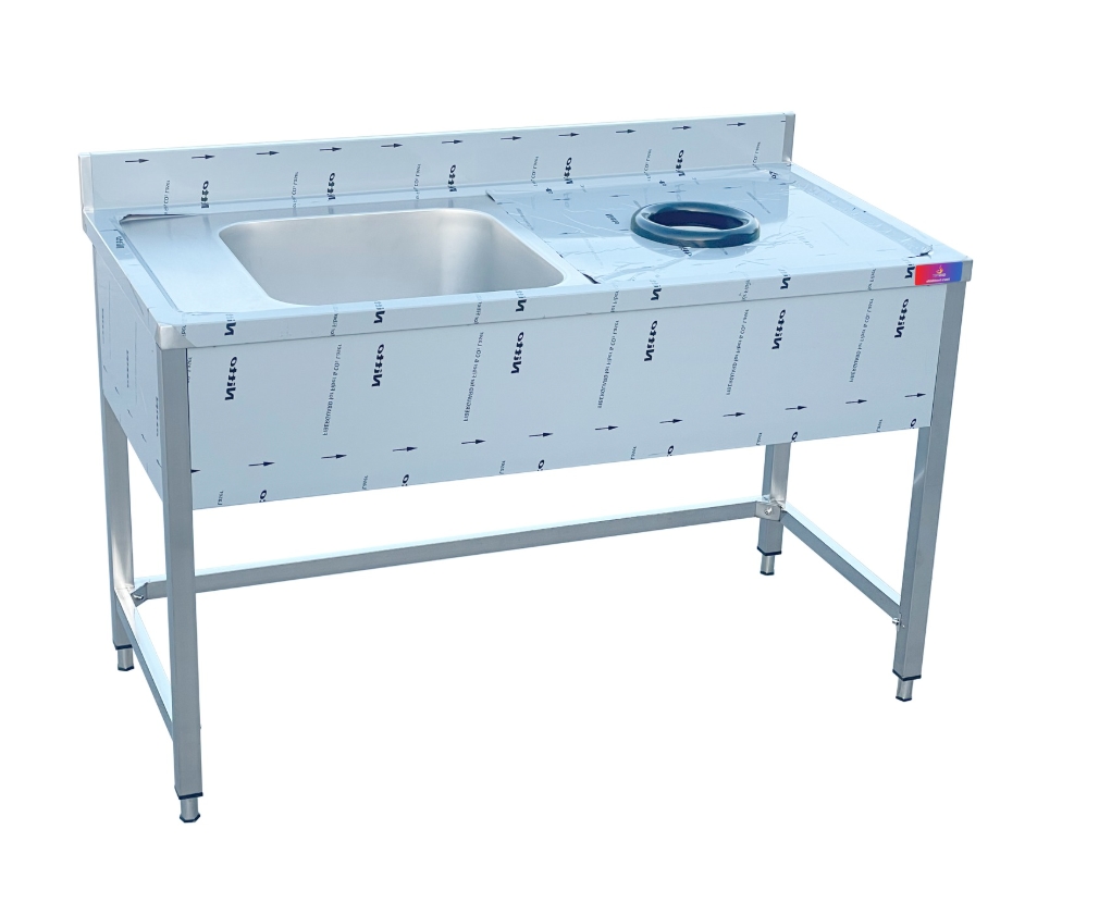 Gasfrit - Tisch mit Spüle und Abfallfach 1400 x 750 x 850 + 100 mm Image