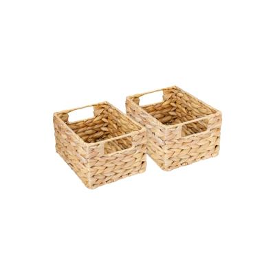 HMF Aufbewahrungskorb, Korb geflochten aus Wasserhyazinthe Seegras, 2er Set, Größe S, 22 x 17 x 12 cm Image