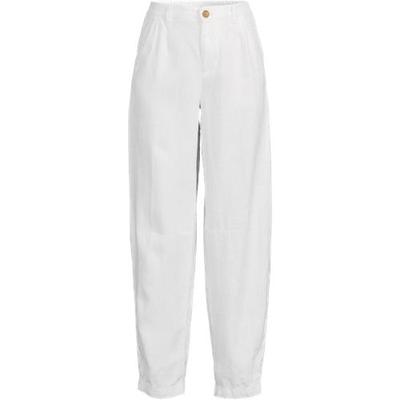 Barrel Leg Pleated Linen Trousers, Women, size: 20, plus, White, Linen, by Lands' End