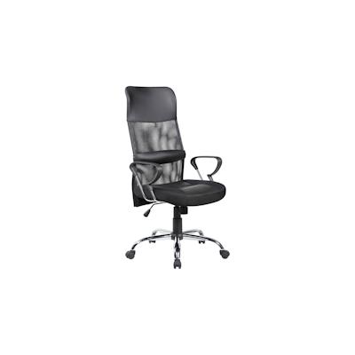 Dmora Bürostuhl Bay, Präsidentensessel mit Armlehnen, Ergonomischer Bürostuhl, 56x61h111/121 cm, Schwarz Image
