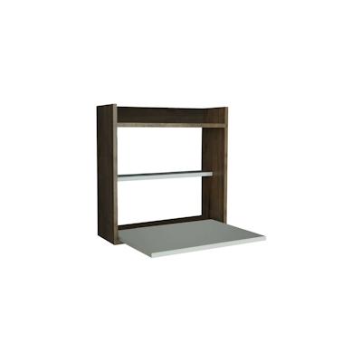 Dmora Schreibtisch Dpern, Mehrzweckschreibtisch, Bürotisch für PC, Eckschreibtisch, 60x20h60 cm, Weiß und Walnuss Image