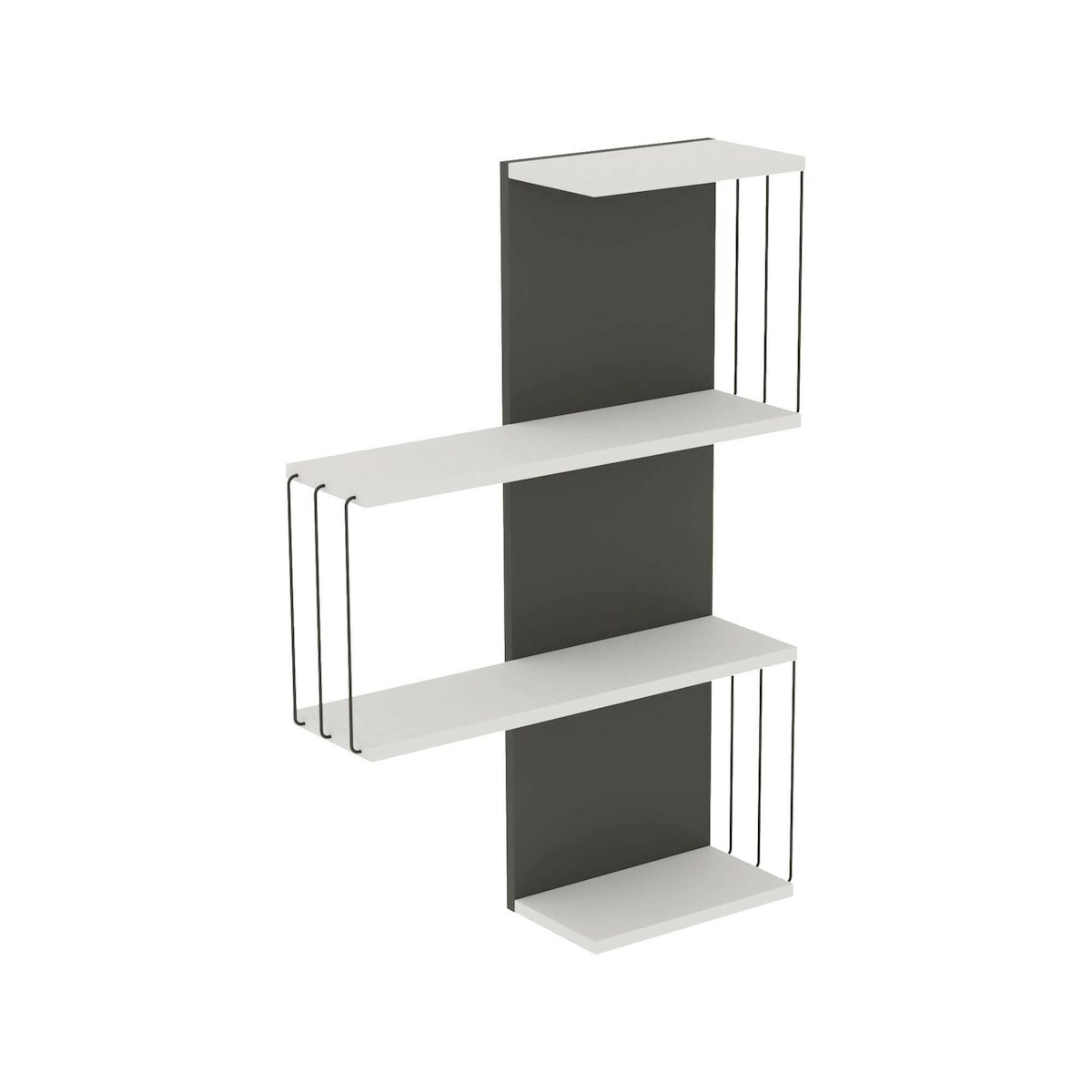 Dmora Regal Dmannocc, Gestell, Wandregal, Mehrzweckregale, 64x19h96 cm, Weiß und Anthrazit Image