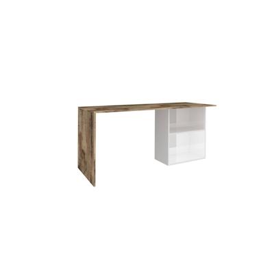 Dmora Schreibtisch Dmait, linearer PC-Schreibtisch, Mehrzweck-Bürotisch, 100 % Made in Italy, 110 x 50 x 75 cm, glänzendes Weiß und Ahorn Image