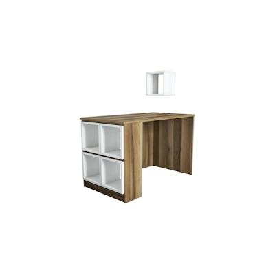 Dmora Schreibtisch Dpin, Mehrzweckschreibtisch, Bürotisch für PC, Eckschreibtisch, 120x65h75 cm, Walnuss und Weiß Image