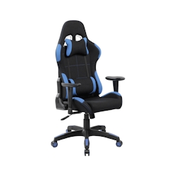 Dmora Gaming-Stühl Bundaberg, Gaming-Sessel für Erwachsene, Schreibtischstuhl, 57x72h124/134 cm, Schwarz und Blau Image