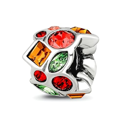 JewelryWeb 7.27mm 925 Sterling Silver Polished Reflections Crystal Bead-Bead Charm Pendant Necklace for Women