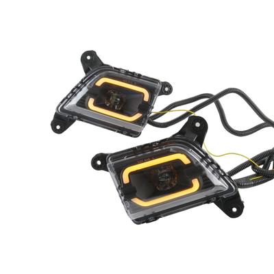 1Pair Car Daytime Running Light, ABS Front Fog Lights, Front Bumper Fog Light, Automobile Front Light - White + Yellow