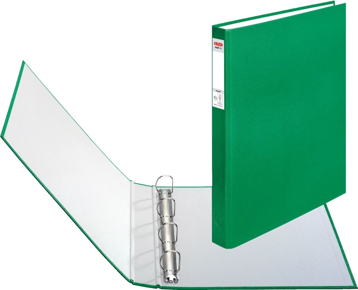 herlitz Ringbuch protect 4 Ringe A4 grün maX.file Packung mit 16 Stück Image
