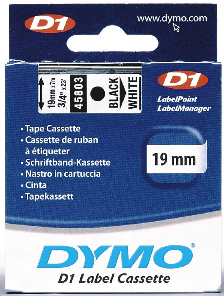 Etikettenband Dymo D1 19mm/7m schwarz/weiß Packung mit 5 Stück Image