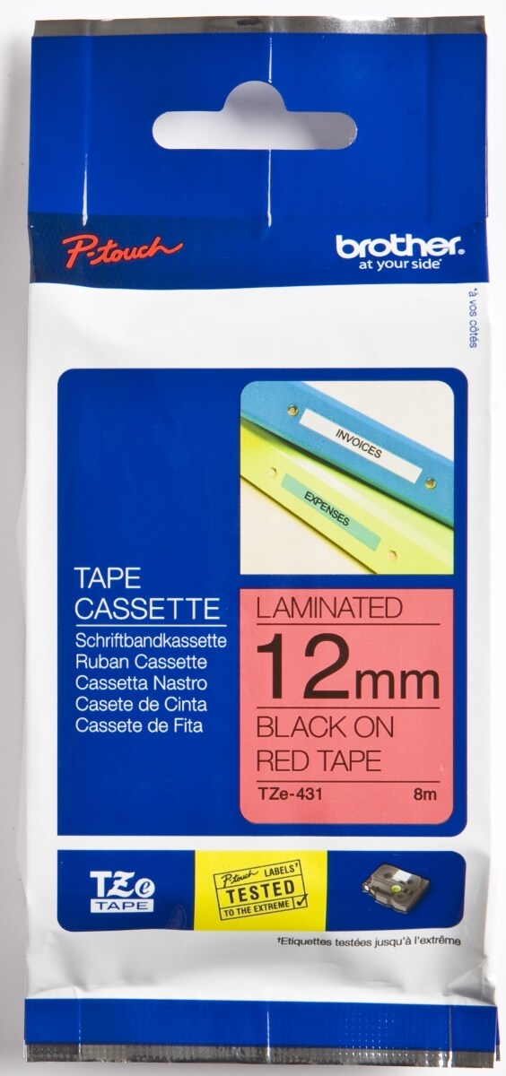 Brother Schriftband TZE431 12mm schwarz/rot Packung mit 25 Stück Image