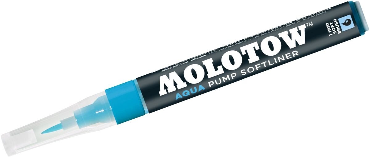 MOLOTOW Pinselmarker Pump Softliner Aqua 1mm cyan Packung mit 3 Stück Image