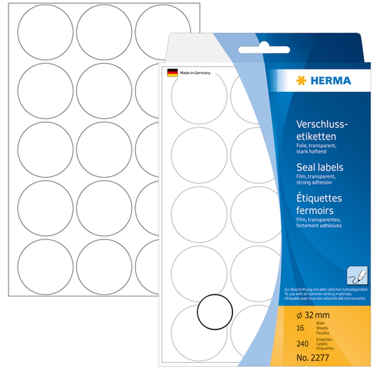 HERMA Verschlussetiketten permanent haftend rund 32mm VE=10x240 Stück Image