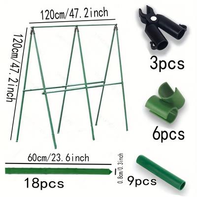 TEMU 1 Set Of 18 Sturdy Metal Climbing Plant Garden Stakes - Vine Support Poles Suitable For Tomatoes, Grapes, , And Pomegranates - Essential For Greenhouse And Outdoor Gardening Image