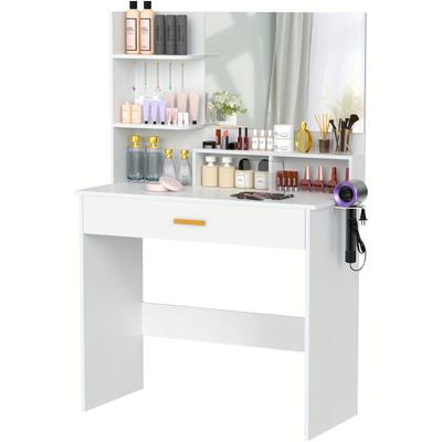 TEMU Amhancible Make-up Table, Dressing Table With Mirror And A Drawer, Cosmetic Table, Modern, 90 X 40 X 135 Cm Image