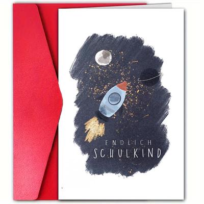 TEMU 1pc, Schulkind Back To School Greeting Card With Envelope (4.7x7.1 Inches), Creative Paper Card For Daughter, Son, , Niece, First Day Of School And College, Suitable For Anyone Image