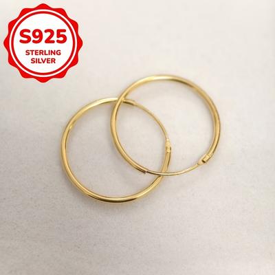 TEMU S925 Sterling Silver Hoop Earrings - 10mm, 16mm, 20mm, 30mm, 40mm | Low Allergy, Classic & Elegant Design | Perfect Gift For Thanksgiving & Day Image
