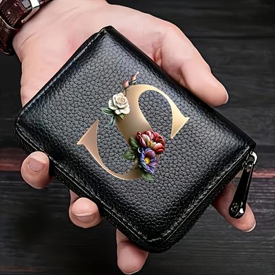 TEMU Obcreator Men's Leather Wallet With 9 Card Slots & Accordion Design - , Durable Polyester Lining, Ideal For Valentine's Day & Father's Day Gifts, Gift Card Holder | Holder | Sleek Black Image