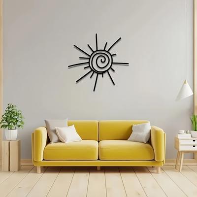 TEMU Hello Young Contemporary Metal Sun Wall Sculpture -1pc Of Stylish Outdoor Beach Decor, Durable Wall Hanging Art Suitable For Home And Garden Image