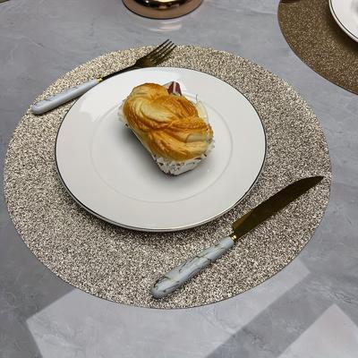 TEMU 6pcs Oxford Cloth Plated Golden And Silvery Glitter Dinner Placemats, Glitter Dinner Placemats, Suitable For Weddings, Dinners, Parties, Home Decor, Christmas, New Year And Holiday Gifts Image