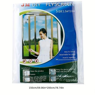 TEMU 1pc Self-adhesive Black And White -proof Window Screen, Diy -proof Window Screen Mesh, Invisible Easy-to-install Screen Window With Magic Tape Image