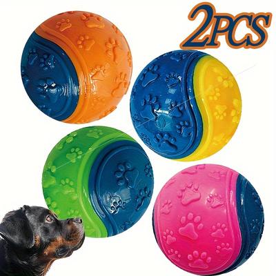 TEMU 2pcs Set Of Striped Doodle Dog Balls, Tpr Teeth Health And Training Toy, Non-toxic, Bite Resistant, All Sizes And Breeds, No Battery Required Image
