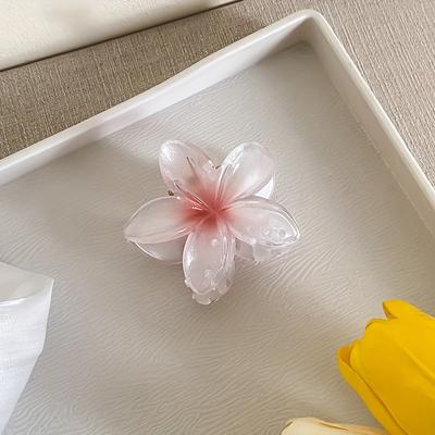 TEMU 1/6pcs Fashion Flower Hair Claws For Women Hawaiian Gradient Hair Clips Vacation Beach Style Hairpins Hair Accessories Image