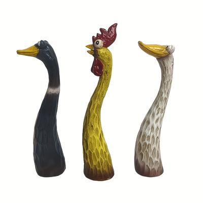 TEMU 3pcs/set Decorative Ornaments, Chicken Yard Decoration, Suitable For Lawn Animal Statue Ornament, Outdoor Craft Decorative Sculpture Image