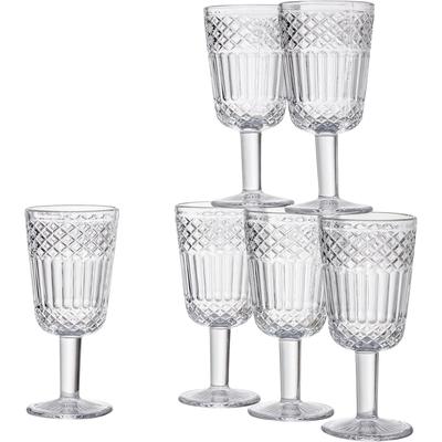 TEMU Baroni Home Set 6 Pcs Glass Glasses Decorated With Embossed Of 25 Cl, Dishwasher Safe, 8x8x18, Elegant Design, Great Gift Idea, Durable And Shiny Image