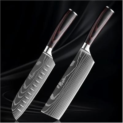 TEMU 2pcs Kitchen Knife Set, Stainless Steel Sharp Chef's Knife, Knife, Fruit Knife, , Kitchen Knife, Solid Wooden Handle, Suitable For Kitchen, Camping, Bbq Image