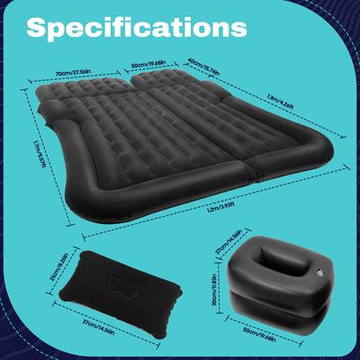 TEMU Suv/car Air Mattress Travel Bed Flocking Inflatable Car Bed & 2 Pillow For Camping 68.5*49.61 Inches Image