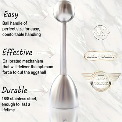 TEMU Stainless Steel Egg Topper Opener Tool – Effortlessly Cut And Remove Soft- Eggshells, Adjustable Vibration For Perfect Removal, 188 Stainless Steel, Remover Image