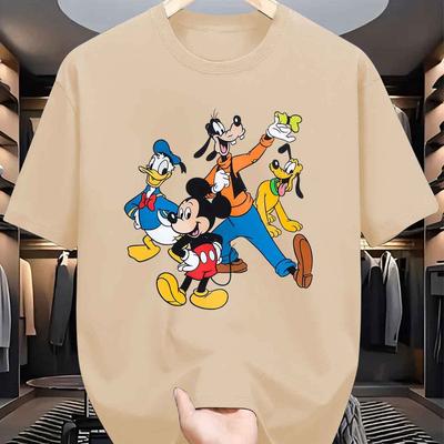 "TEMU Men's Casual Graphic T-shirt - "goofy" & "" Design, Short Sleeve, Round Neck, Light Brown, Soft & Comfortable For Summer, Outdoor Activities, Outdoor Casual Wear | Print Shirt | , Tshirt" Image