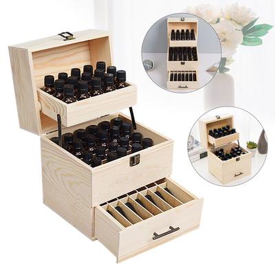 TEMU 3 Tier Essential Oil Storage Box Wooden Display Box Wooden Container Organizer - Space Saving Book For Home Office Libraries Image