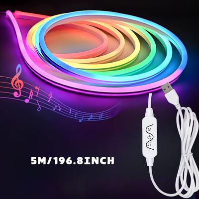 TEMU Usb Powered Neon Lights, Button Controlled Light Mode, Rgbic Light Strip, Can Diy, , Light Can Change According To , Suitable For Parties, Games, Or Relaxation. Image