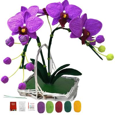 TEMU 1set Flower Crochet Kit For Beginners, Beginner Crochet Kit For Adults With Text Tutorials, Moth Orchid Diy Knitting Kit, Cute Decorative Ornaments, Birthday Valentine's Day Festival Gifts Image