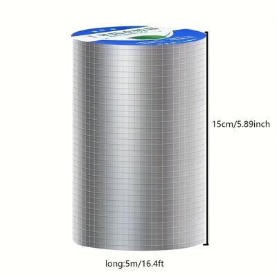 TEMU Waterproof Butyl Rubber Sealing Tape, 5.895in X 16.4ft - Aluminum Foil Adhesive For Metal Pipes, Rv Repair, Window & Boat Hose Seals, Glass & Roof Leak Fixes Image