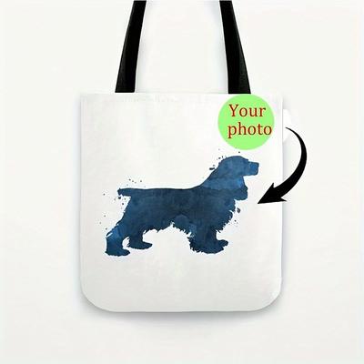 TEMU Personalized Pet Portrait Tote Bag - Sturdy, Reusable, And Shopping & Grocery Shoulder Bag With Custom Dog Photo Print For Women - Unique Gift Idea Image