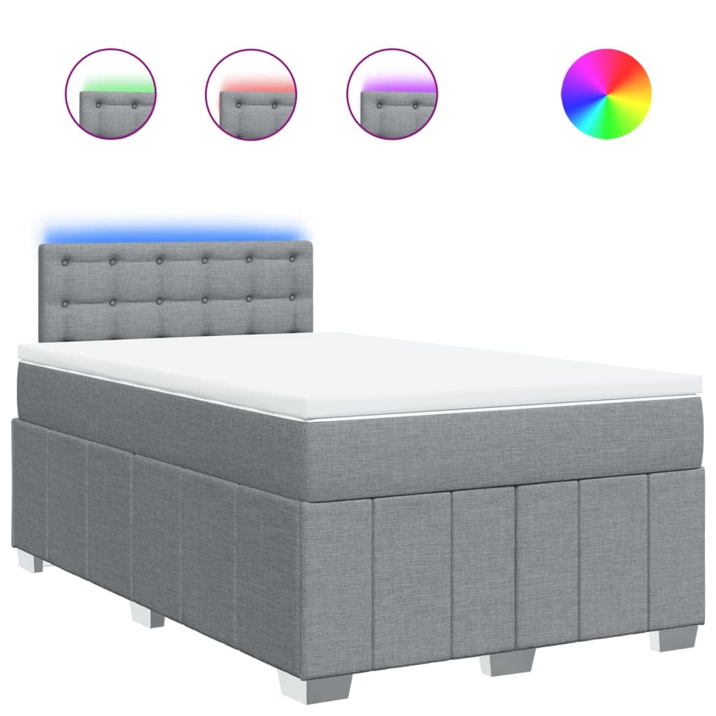 vidaXL Boxspringbett mit Matratze Hellgrau 120x190 cm Stoff Image