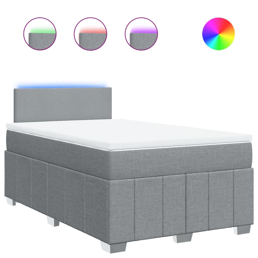 vidaXL Boxspringbett mit Matratze Hellgrau 120x190 cm Stoff Image