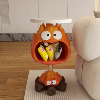 Creative Flame Sofa Side Table, Small Coffee Table, Bedroom Bedside Table, Snack Rack, Movable, Home Decorative Furniture