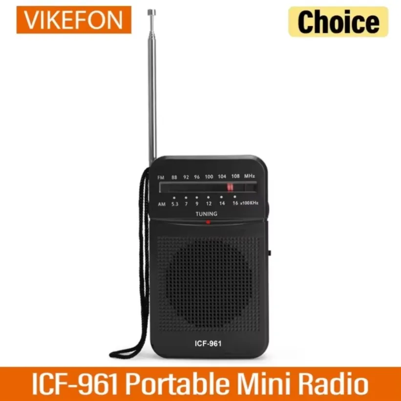 ICF-961 Tragbare Taschenradios AM FM 3,5 mm AUX Mini Walkman 2 x AA-Batterie Outdoor-Stereoradio zum Wandern Wandern Camping Image