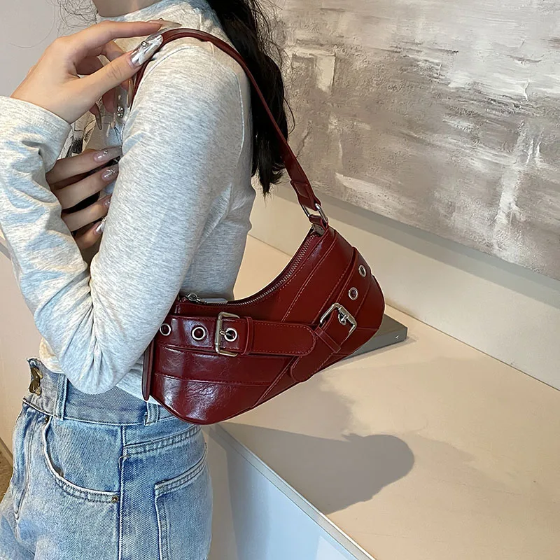 Vintage Gürtel Deko Frauen Umhängetaschen Designer Achsel Tasche Pu Leder Chic Hobo Tasche Clutch Tote Lady Handtasche Top Griff Tasche Image