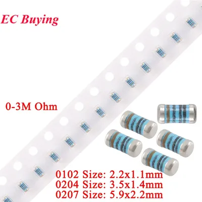 10–50 Stück 0102 0204 0207 SMD-Widerstand zylindrischer Farbring-Chip-Wafer-Widerstand 1 % 100 R 200 Image