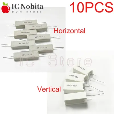 10PCS 15W Zement Keramik Widerstand Leistungswiderstand 5% 1R~300R 2 3,3 3,9 4,7 5 10 15 20 27 30 39 Image