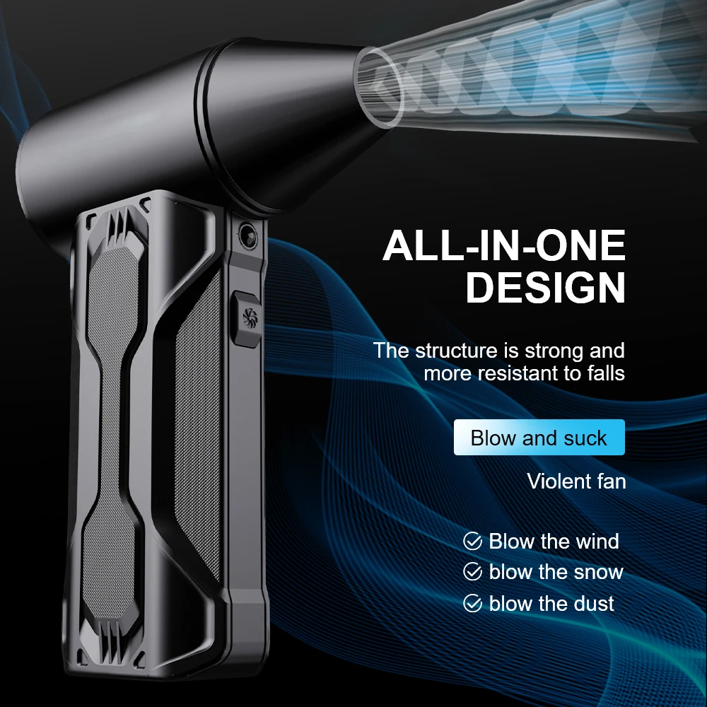 Violent Fan Tragbarer elektrischer Luftstaubsauger Reinigungsstrahlgebläse Werkzeug 3 Gänge einstellbarer Turboventilator 130000 U/min Auto bläst Schnee 2025 Image