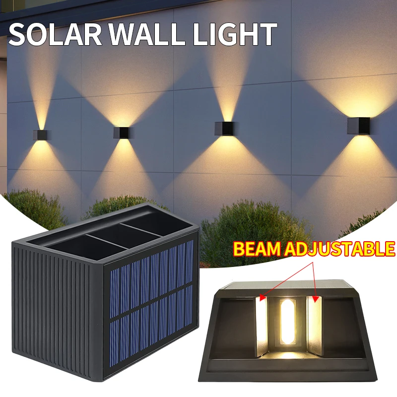 LED-Solar-Wandleuchte, Gartendekoration, wasserdichte Außenwandleuchte, nach oben und unten leuchtende solarbetriebene Lichter für Hof, Veranda Image