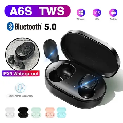 Neues A6S Wireless Bluetooth Headset mit Mikrofon LED Display Ohrhörer für iPhone Xiaomi TWS Kopfhörer Bluetooth 5.0 Kopfhörer Ohrhörer