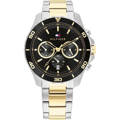 Multifunktionsuhr TOMMY HILFIGER, silber (silberfarben, goldfarben), Armbanduhren, Herren, Quarzuhr, Armbanduhr, Herrenuhr, Datum, Edelstahlarmband Image