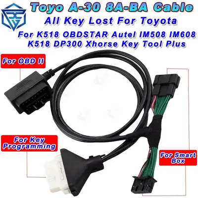 A-30 A30 Cable 8A-BA for Toyota 4A Smart Key Cable All Key Lost Fit K518 OBDSTAR Autel IM508 IM608